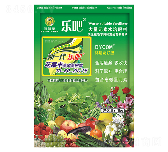 1kg高磷高鉀型大量元素水溶肥10-30-20+TE-樂(lè)吧花果豐-百陽(yáng)墾